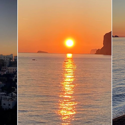 Positano: emozioni al tramonto. Le immagini condivise sui social diventano virali /Foto