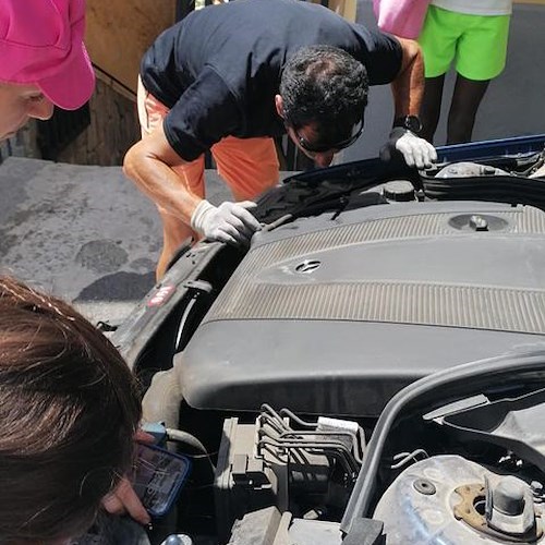 Positano, gattino intrappolato nel motore di un’auto: salvato da Fabio Fusco e dalla marescialla Iorio 