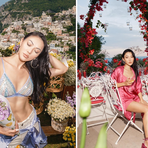 Positano, Jessica Wang posa con i capi di "Intimissimi" e confessa il suo amore per la Città Verticale 