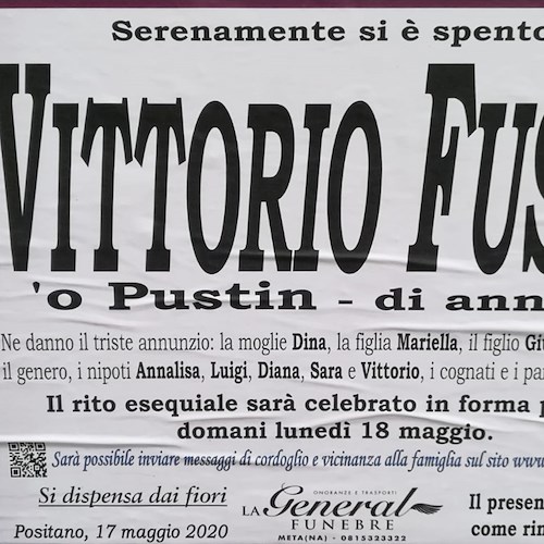 Positano porge il suo ultimo saluto a Vittorio Fusco, 'o Pustin