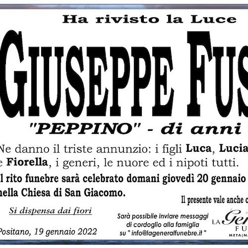 Positano porge l'ultimo saluto a Giuseppe Fusco 