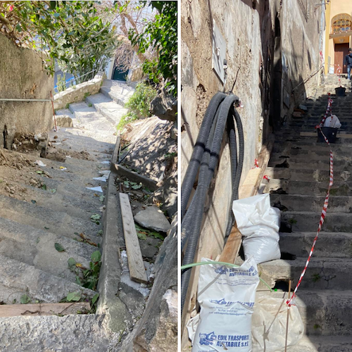Positano, proseguono i lavori di sistemazione di scale e stradine