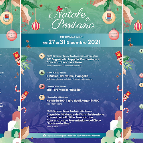 Positano, riorganizzato calendario di eventi natalizi dopo ordinanza De Luca 