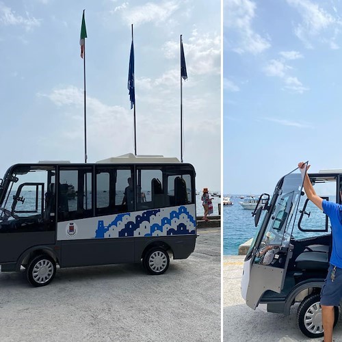 Positano si avvia verso la transizione ecologica. Navetta gratuita con minibus elettrico, attiva per le fasce più deboli /foto