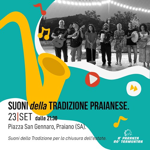 Praiano, 23 settembre il concerto conclusivo di “I Suoni della Tradizione”
