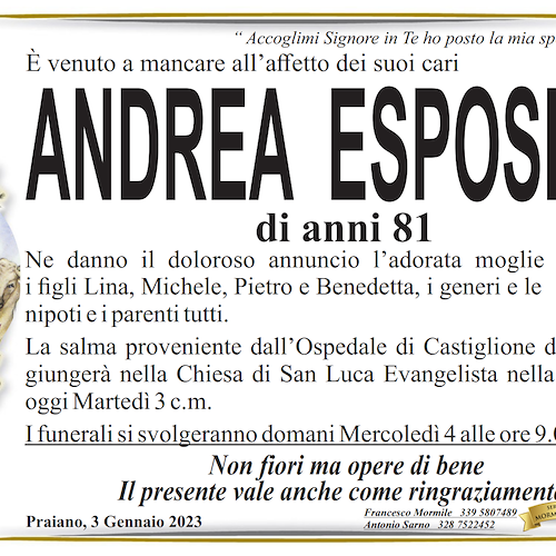 Praiano dice addio al signor Andrea Esposito 