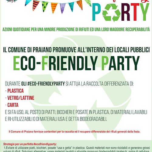 Praiano Eco Friendly Party: Comune promuove azioni quotidiane per una minore produzione di rifiuti