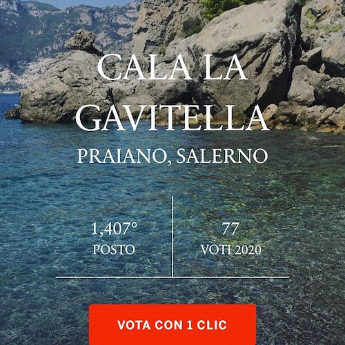 Praiano: la Cala della Gavitella tra i Luoghi del Cuore FAI, al via sfida per la valorizzazione /VOTA