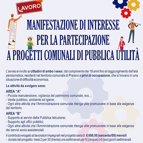 Praiano propone lavoro ai cittadini in difficoltà con progetti comunali di pubblica utilità /BANDO