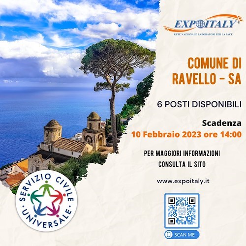 Ravello, al via selezione di 6 operatori volontari di servizio civile da impegnare al Comune
