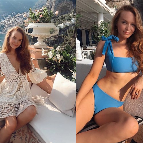 Relax a Villa Treville per l’ex Miss Irlanda Aoife Walsh: «Positano è il paradiso italiano!»