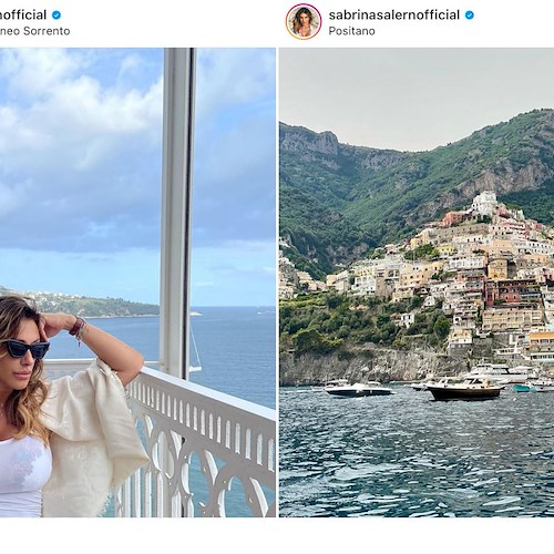 Sabrina Salerno si rilassa in Costiera Amalfitana. Affascinata dai sandali artigianali di Nanà Positano: «Qui esplosione di sapori e di colori»