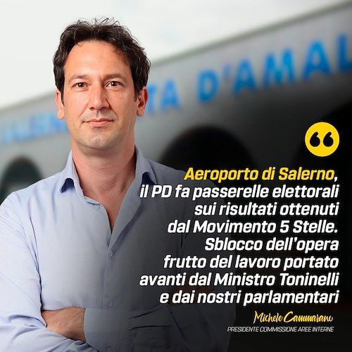 Sopralluogo all'aeroporto Salerno-Costa d'Amalfi, M5s: «Ennesima passerella elettorale, si sono appropriati dei nostri risultati»