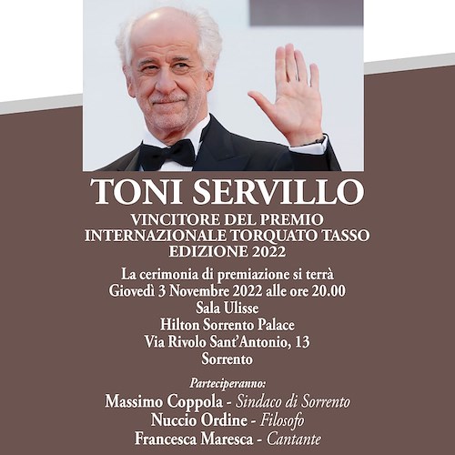 Sorrento: a Toni Servillo la prima edizione del Premio Internazionale Torquato Tasso 