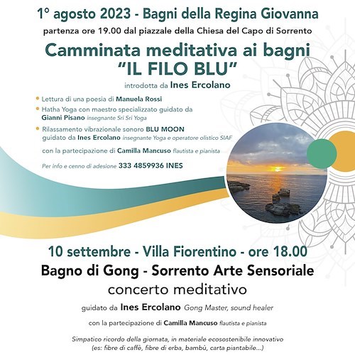 Sorrento, camminata meditativa "Il Filo Blu": yoga, musica e poesia