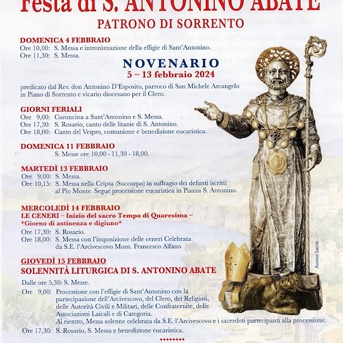 Sorrento, tutto pronto per la festa di Sant'Antonio Abate / PROGRAMMA <br />&copy;