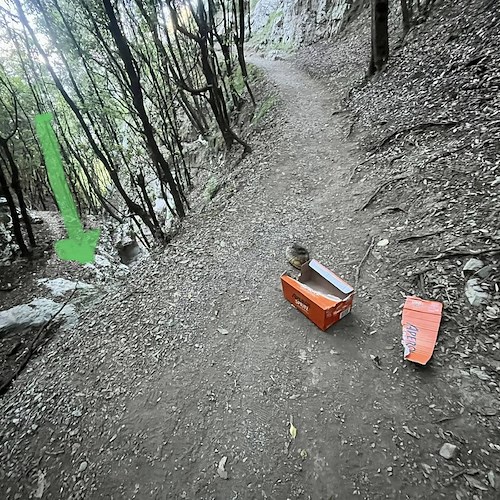 Spritz sul "Sentiero degli dei": incivili lasciano sul posto i rifiuti /foto