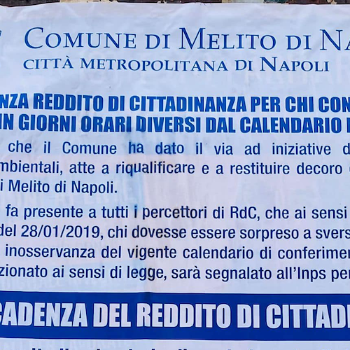 «Stop al Reddito di Cittadinanza per chi non fa la differenziata», l'ordinanza del Sindaco di Melito