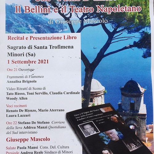 “Tato e il sogno del teatro”, il 1° settembre a Minori si presenta il libro di Giuseppe Mascolo 