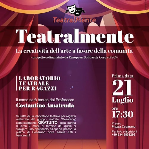“Teatralmente”, a Tramonti inizia il progetto ESC incentrato sul tema del teatro come veicolo di espressione e socializzazione