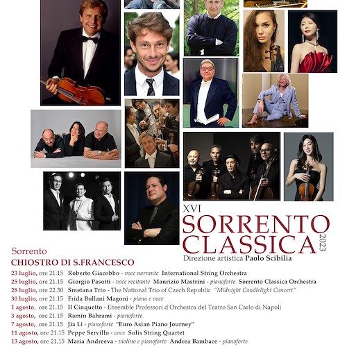 Torna la rassegna "Sorrento Classica Festival", 12 appuntamenti musicali al chiostro di San Francesco 