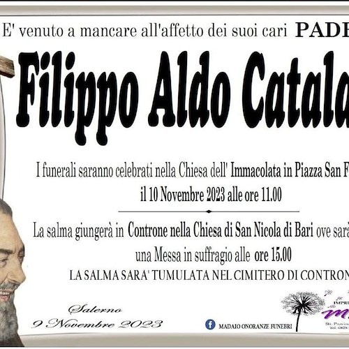 Manifesto funebre di Padre Filippo Aldo Catalano