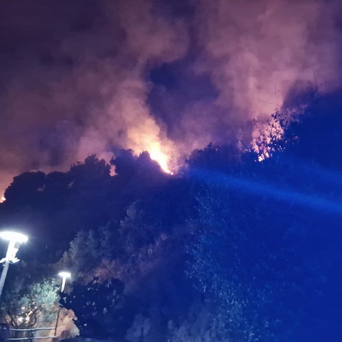 Tovere di Amalfi, un nuovo incendio minaccia la vegetazione 