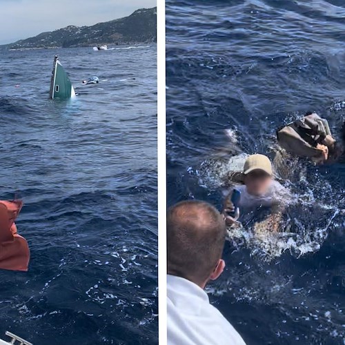 Tra Positano e Capri affonda motoscafo, in aiuto dei passeggeri il comandante di una barca "Amalfi Sails"