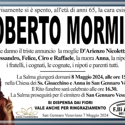 Manifesto funebre Roberto Mormile
