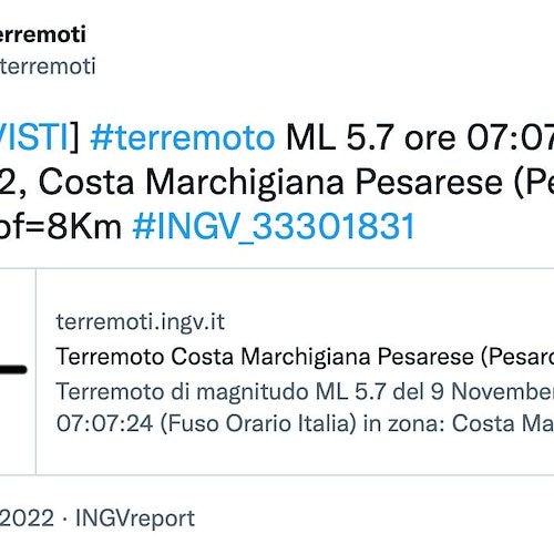 Trema il Centro Italia: nelle Marche registrata forte scossa di terremoto poco dopo le 7 