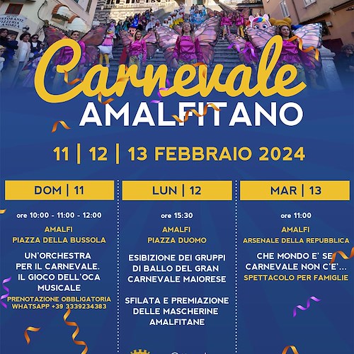 Tutto pronto per il Carnevale Amalfitano, una tre giorni di colori e di allegria / PROGRAMMA<br />&copy;