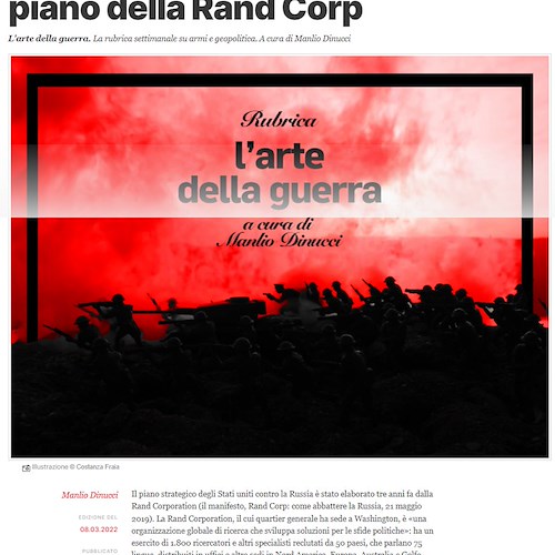 Ucraina, era tutto scritto nel piano della Rand Corp: l'articolo censurato di Manlio Dinucci