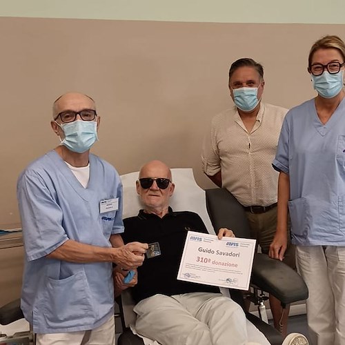 Va in pensione il recordman di donazioni di sangue, l'Avis ringrazia Guido Salvadori