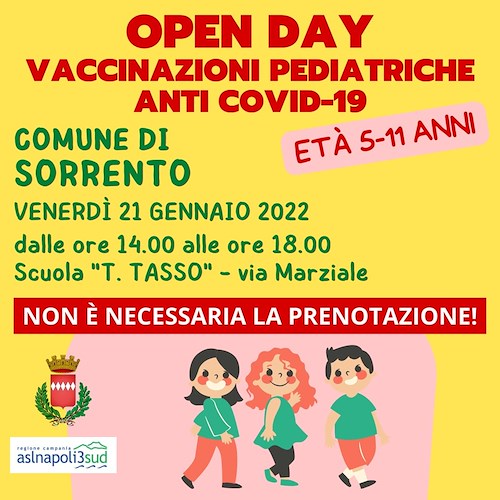 Vaccini a Sorrento: domani 21 gennaio Open Day alla scuola Torquato Tasso 