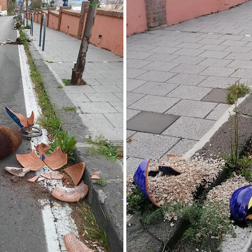 Vasi distrutti a Vietri sul Mare, individuati i vandali. Sindaco: «Saranno denunciati»