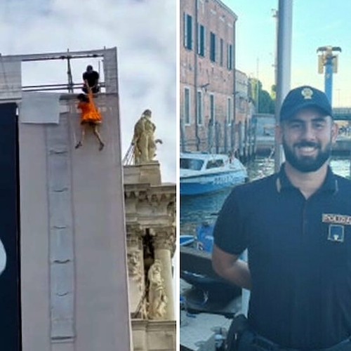 Venezia, turista tenta di lanciarsi nel vuoto: poliziotto eroe la afferra al volo e la salva