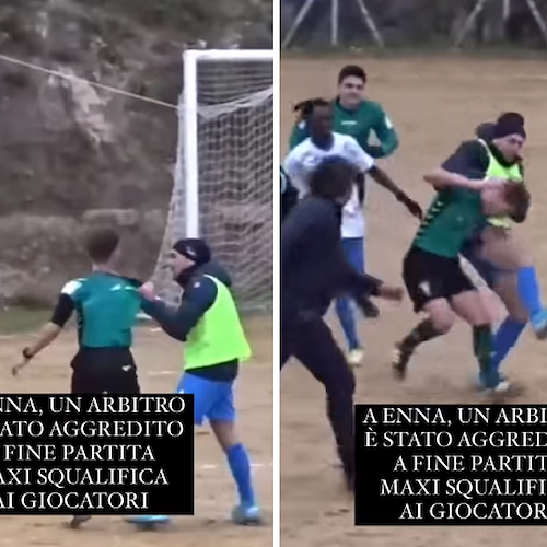 Vergogna allo stadio di Villarosa: arbitro inseguito, insultato e scaraventato a terra dai giocatori