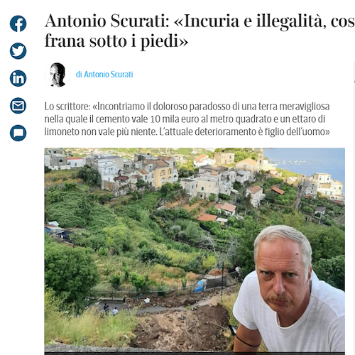 «Vi racconto la frana sotto casa mia a Ravello»: Scurati denuncia i mancati sforzi contro il dissesto idrogeologico