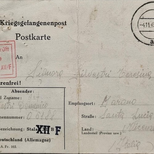 Vicenza, dopo 80 anni la signora Maddalena riceve la cartolina del padre internato in Germania