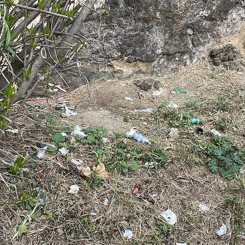 Vico Equense, discarica a cielo aperto a Tordigliano: bottiglie, plastica e cartacce in mezzo alla natura