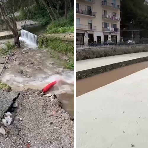 Vietri sul Mare, interruzione idrica per il collasso della condotta a Molina: fiume pieno di fango e detriti