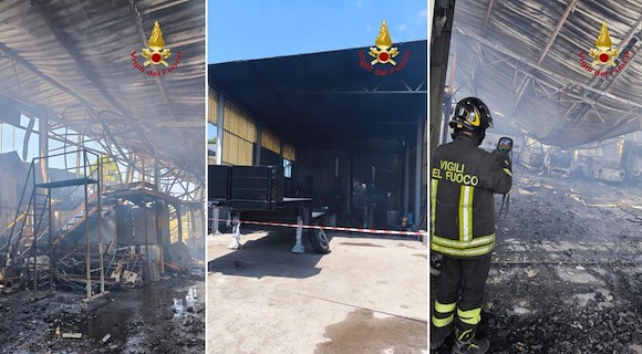 Incendio a Nocera Inferiore: fiamme in un deposito auto, ferito il proprietario